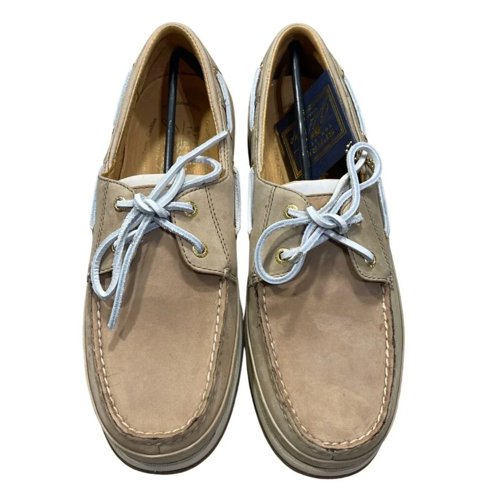 Sperry Boat Shoe Men's Gold 2 Eye Greige 10.5M 0219491 Top Siders (READ)